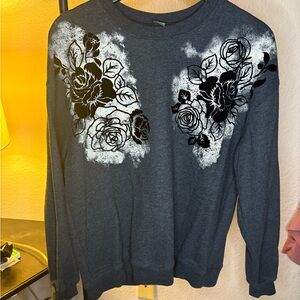 Wild Fable Charcoal Floral Crewneck Sweatshirt | Size L